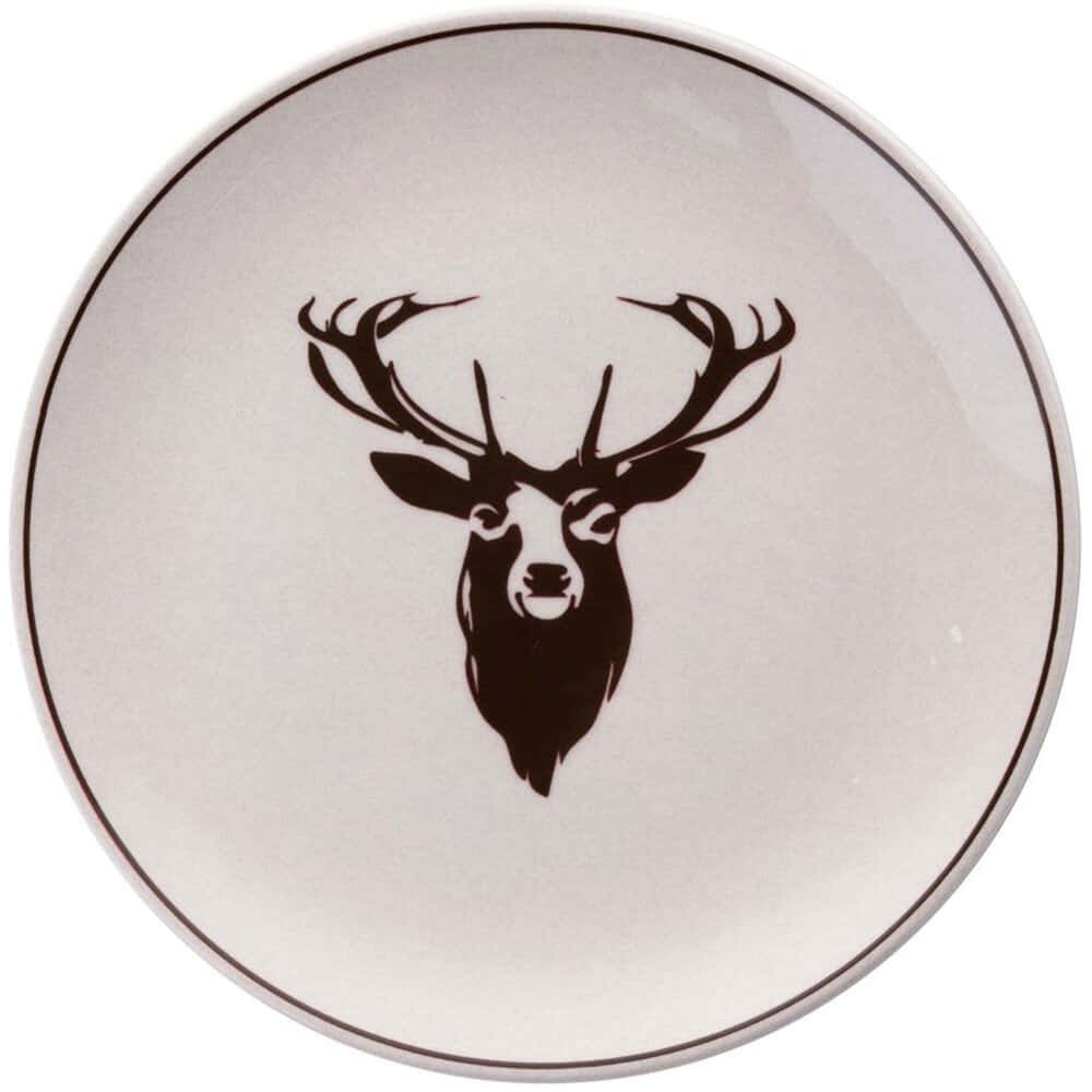 Πιάτο Ρηχό Geyik (Σετ 6Τμχ) 471PST1117 25,5x25,5x2,5cm Beige-Brown Hermia Κεραμικό