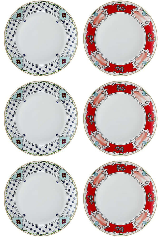 Πιάτο Ρηχό (Σετ 6Τμχ) 280TMA2254 27x27x2cm Multi Hermia Πορσελάνη