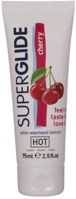 HOT - SUPERGLIDE EDIBLE LUBRICANT WATERBASED CHERRY 75 ML