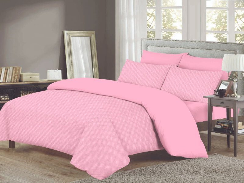 Σετ Σεντόνια 100% Βαμβακερά Ροζ Πουά Γαρύφαλλο - 160x260