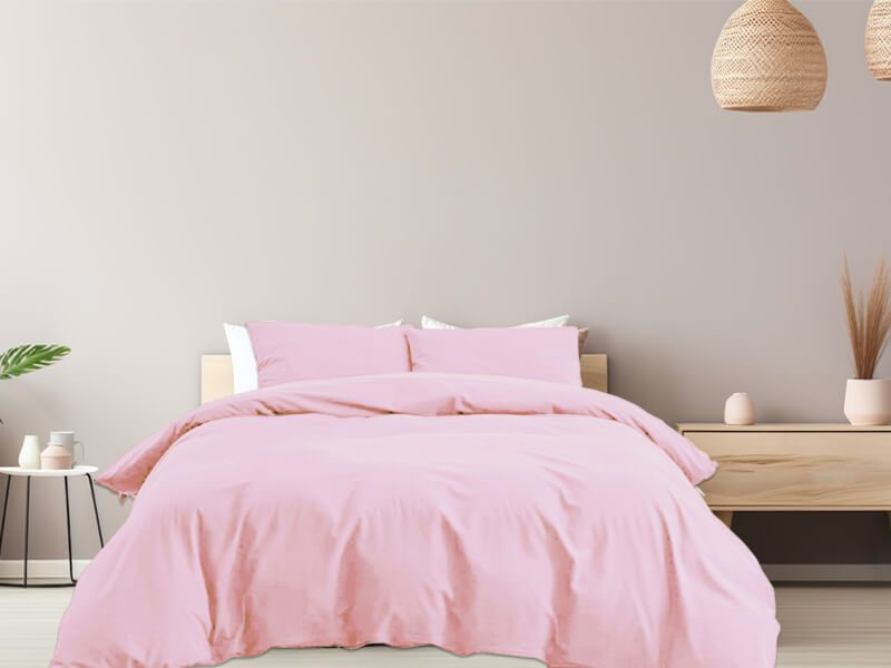 Σετ Παπλωματοθήκη Μονόχρωμη 100% Βαμβακερή Γαρύφαλλο - Ροζ, 160x240