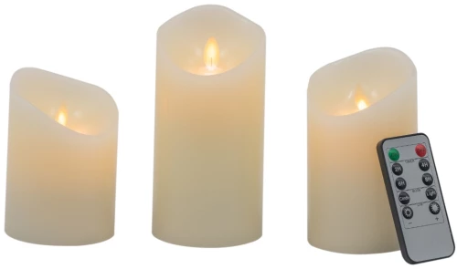 Artekko Flame Μπεζ Κεριά Led με Τηλεχειριστήριο (7.6x7.6x15.2)cm 3pcs Artekko 480311-IVORY