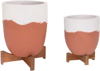 ΓΛΑΣΤΡΕΣ ΣΕΤ 2ΤΜΧ SEON HM4686.08 TERRACOTTA ΣΕ ΛΕΥΚΟ & ΤΕΡΑΚΟΤΑ--TEAK ΒΑΣΗ