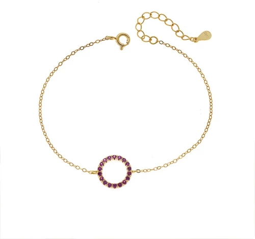 Βραχιόλι Γυναικείο Senza από επιχρυσωμένο ασήμι 925, κύκλος περίγραμμα με ζιργκόν