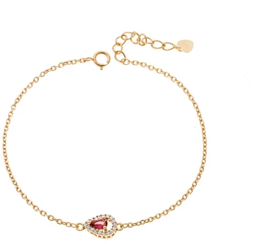 Βραχιόλι Γυναικείο Senza από επιχρυσωμένο ασήμι 925, φούξια δάκρυ με λευκά ζιργκόν