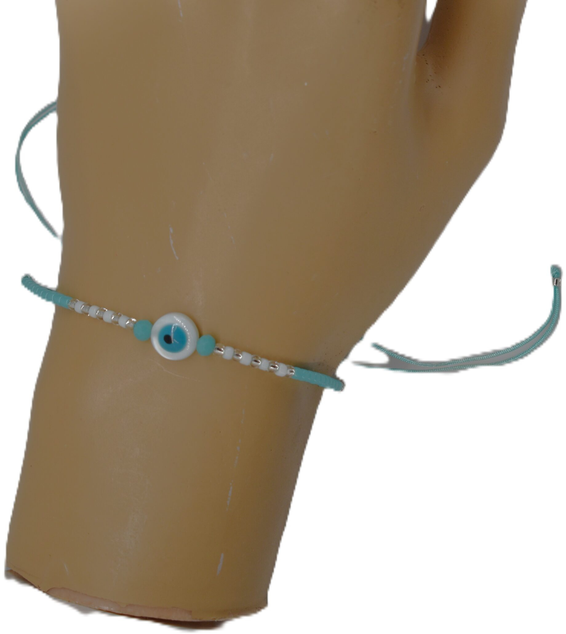 Elegant Γυναικείο Βραχιόλι με σχέδιο ματάκι  και γαλάζιο κορδόνι K.BR24-306