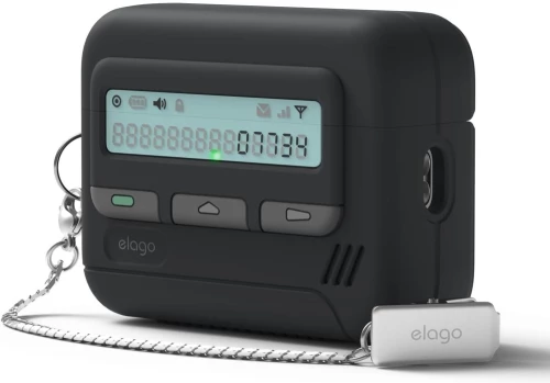 Θήκη AirPods Pro 3rd Gen Elago Pager Hang Case Σιλικόνης & Μεταλλικό Λουράκι με Κλιπ - Black (EAPP3PAGER-HANG-BK)