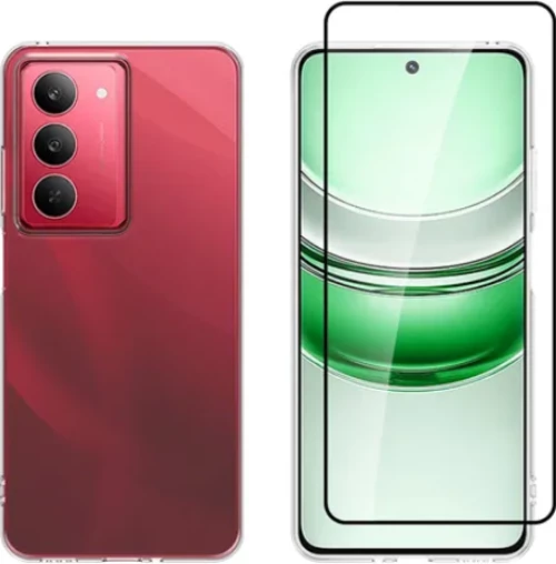 Θήκη & Tempered Glass Realme 14x 5G Vivid Set Gelly Case Σετ Διάφανη Σιλικόνης & Full Face Αντιχαρακτικό Γυαλί Προστασίας Οθόνης - Transparent / Black (VIGELLY450GLASSBK)