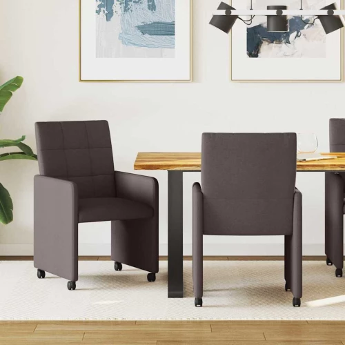 vidaXL Καρέκλες Φαγητού με Ρόδες 2 pcs Σκούρο καφέ Σκούρο καφέ