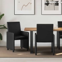 vidaXL Καρέκλες Φαγητού με Ρόδες 2 pcs Μαύρο 57 x 66 x 94 εκ