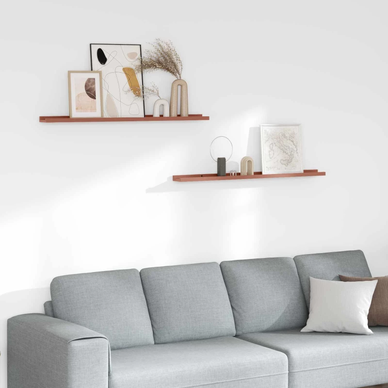 vidaXL Ράφι Τοίχου 2 pcs Κόκκινο 100 x 9 x 3 cm Επεξεργασμένο ξύλο