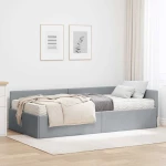 vidaXL Κρεβάτι γωνίας με στρώμα Άλλο 2 pcs Ανοιχτό γκρι ύφασμα