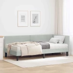 vidaXL Κρεβάτι γωνίας με στρώμα Άλλο 2 pcs Ανοιχτό γκρι Βελούδο