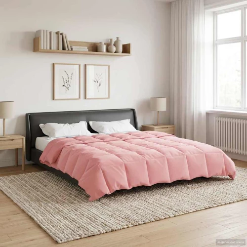 vidaXL Κουβέρτα ολόκληρου του χρόνου Ροζ 200 x 220 cm Μικροΐνες