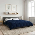 vidaXL Χειμερινό Παπλωματοθήκη Σκούρο Μπλε 200 x 200 cm Μικροΐνες