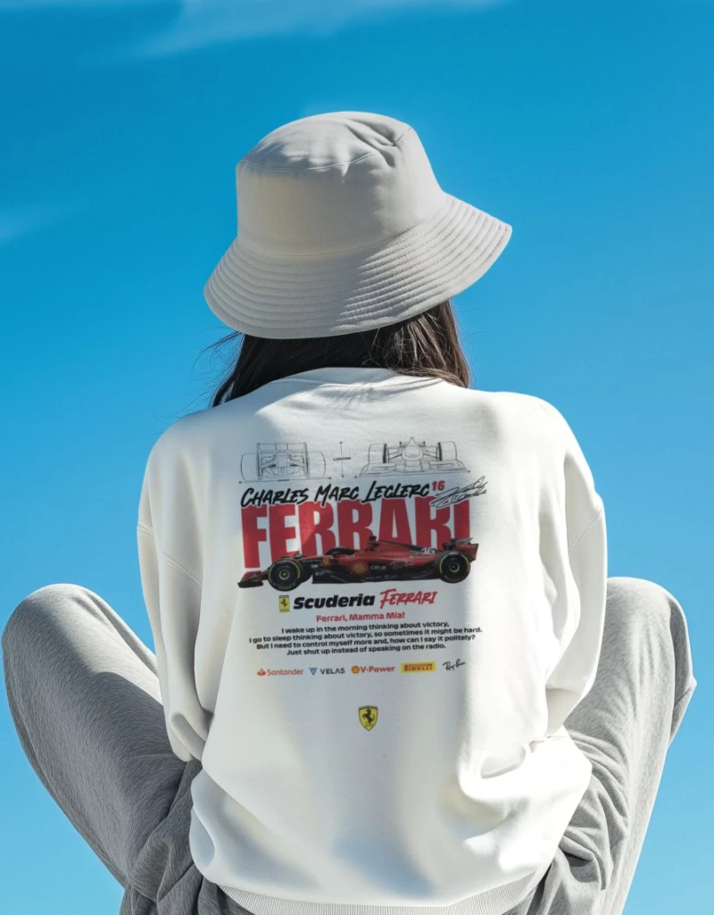Leclerc x Ferrari Γυναικείο Φούτερ - WHITE