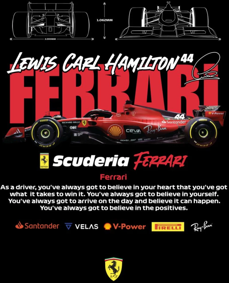 Hamilton x Ferrari Φούτερ - BLACK