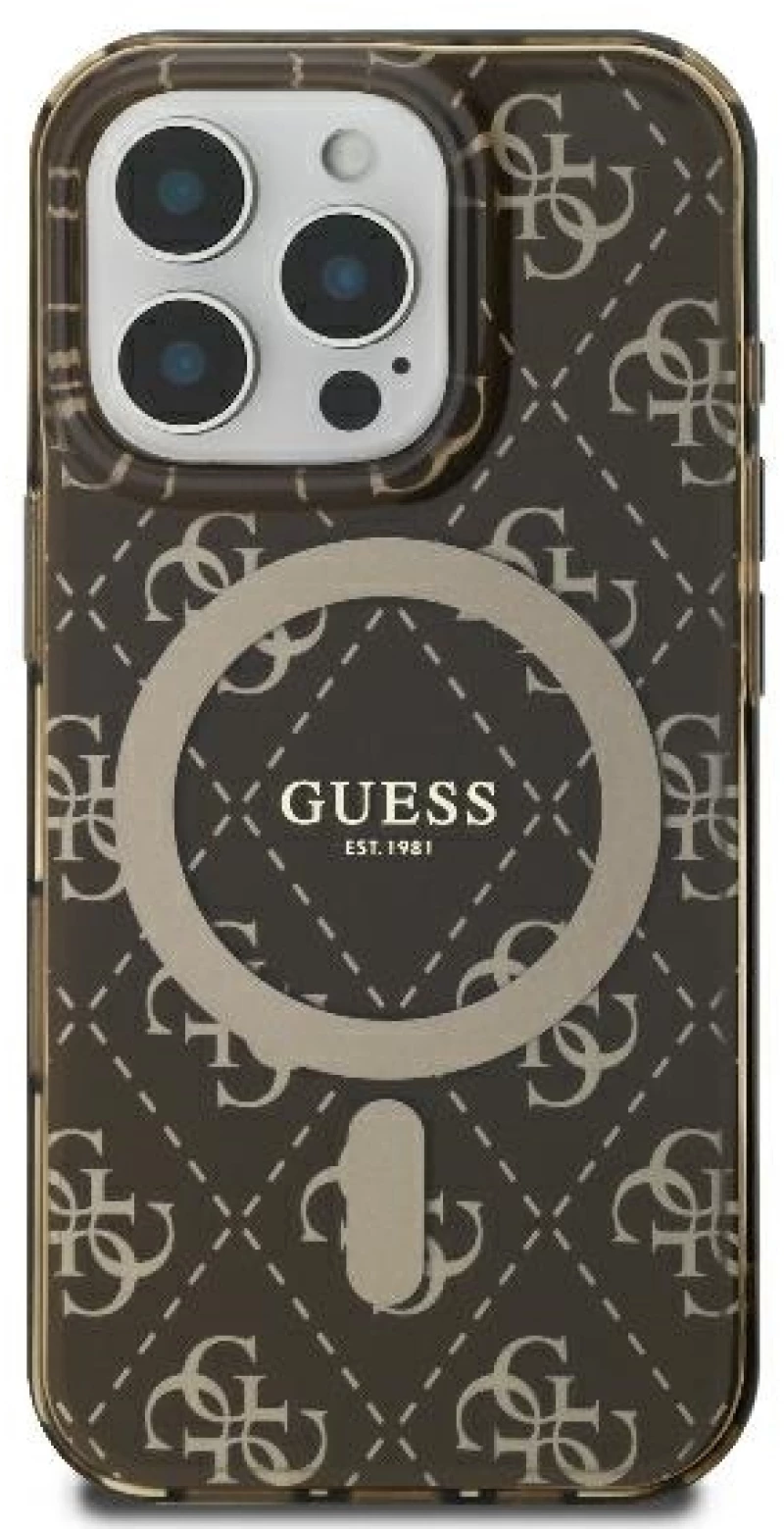 Guess IML 4G Background MagSafe iPhone 16 Pro Case - Brown