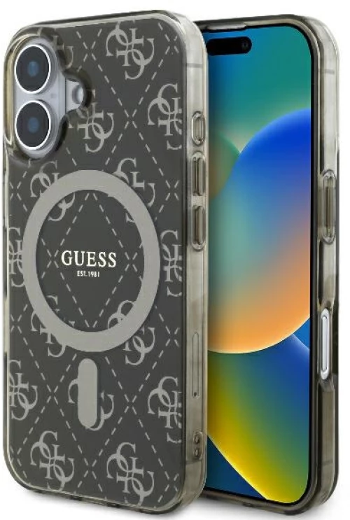 Guess IML 4G Background MagSafe iPhone 16 Plus Case - Brown