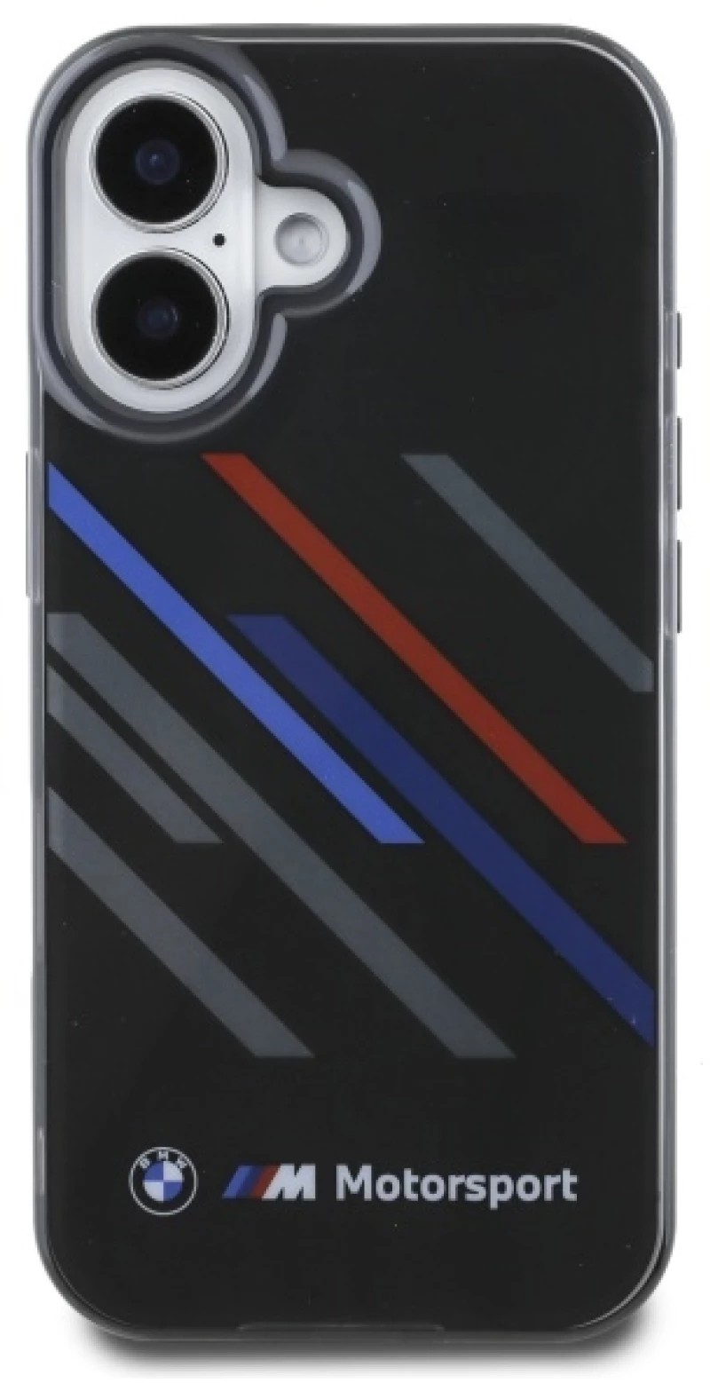 BMW Motosport IML Random Stripes iPhone 16 Plus Case - Black