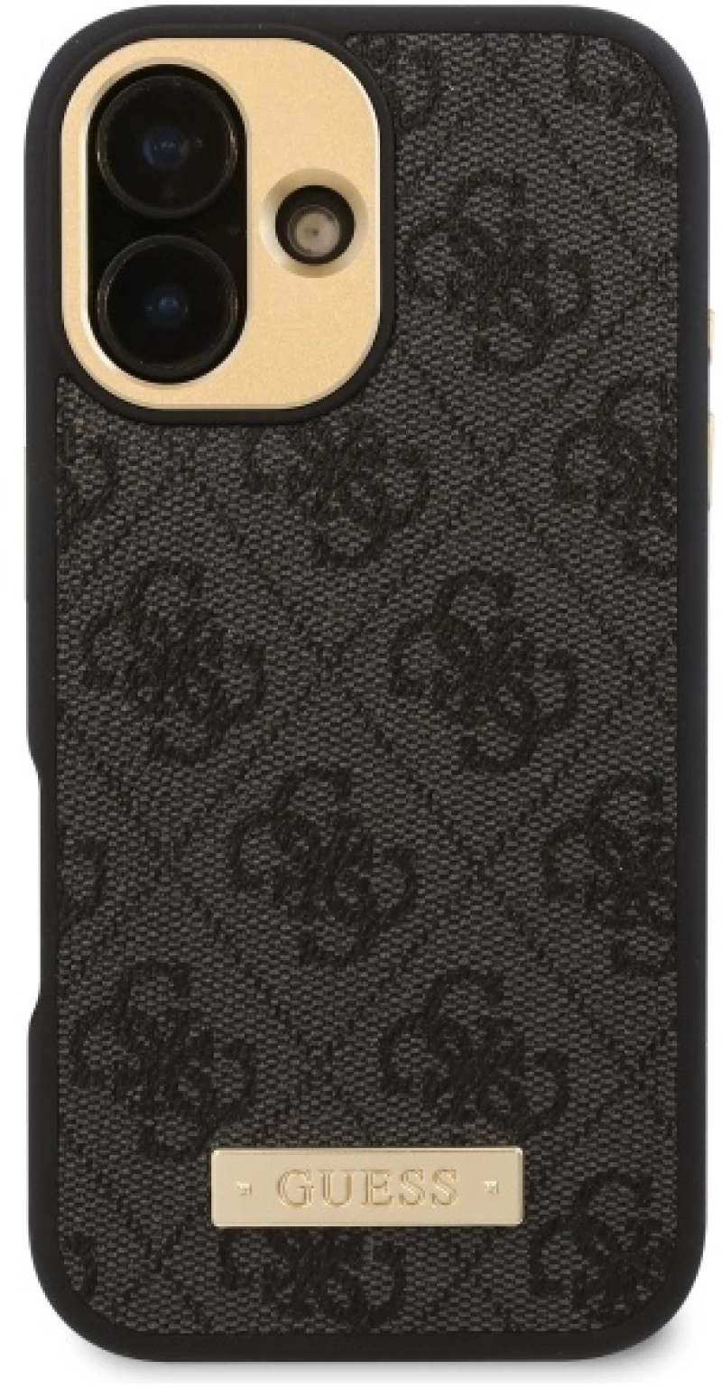 Guess 4G Logo Plate MagSafe iPhone 16 Case - Black