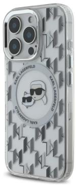 Karl Lagerfeld IML Monogram Karl & Choupette Head MagSafe iPhone 16 Pro Case - Clear
