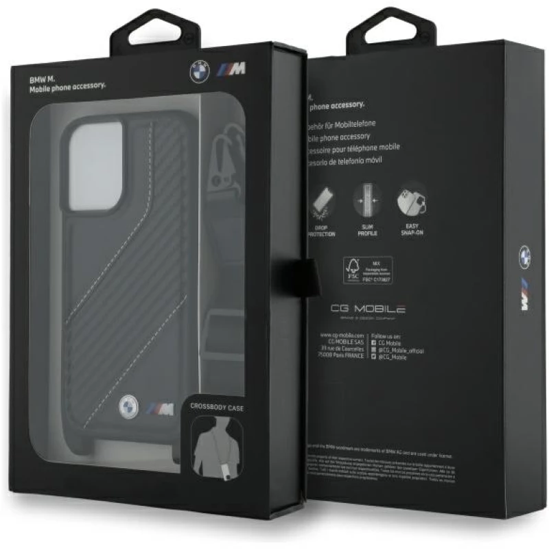 BMW M Edition Carbon Stripe & Strap iPhone 16 Plus Case - Black