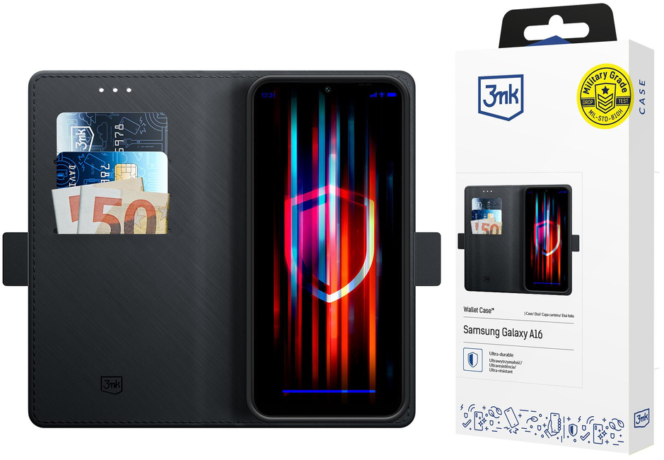 3mk Wallet Case for Samsung Galaxy A16 - Black