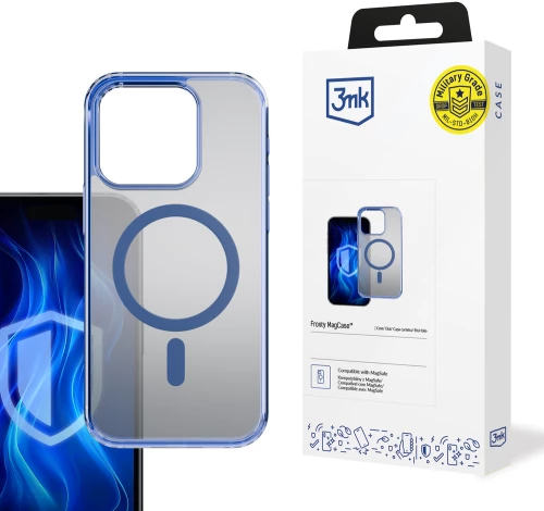 3mk Frosty MagCase Blue Case for Apple iPhone 16 Pro - Transparent