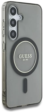 Guess Glitter Circle Classic Logo MagSafe case for Samsung Galaxy S25 black