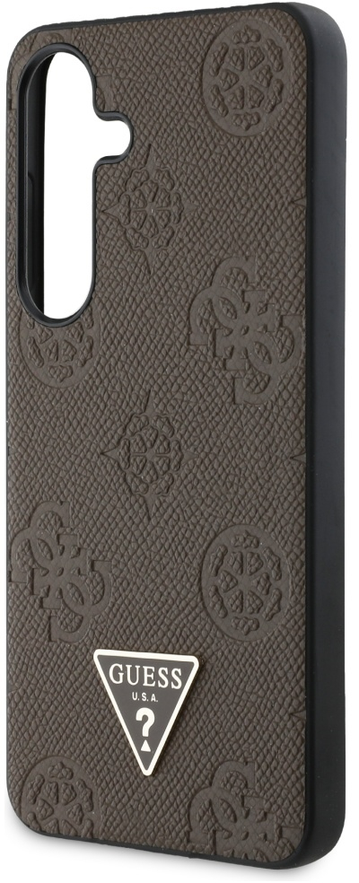 Guess Grained Hot Stamp Peony Pattern Triangle Logo MagSafe Case for Samsung Galaxy S25 - Brown