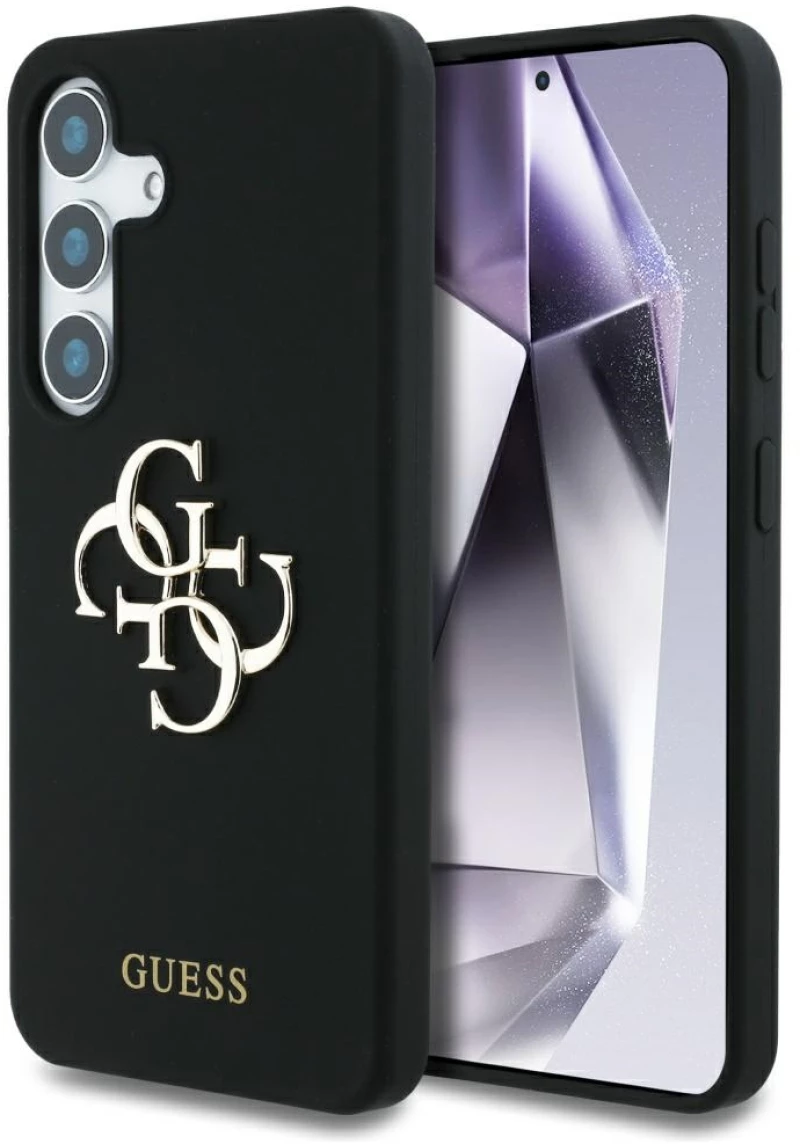 Guess Silicone Big 4G Logo Bottom Script case for Samsung Galaxy S25 - black