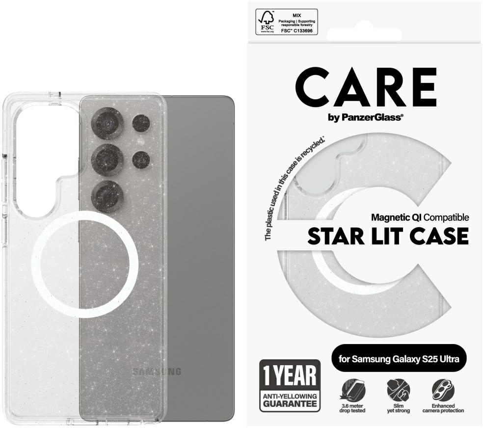 CARE by PanzerGlass Flagship Urban Combat StarLight White QI Case for Samsung Galaxy S25 Ultra - Transparent