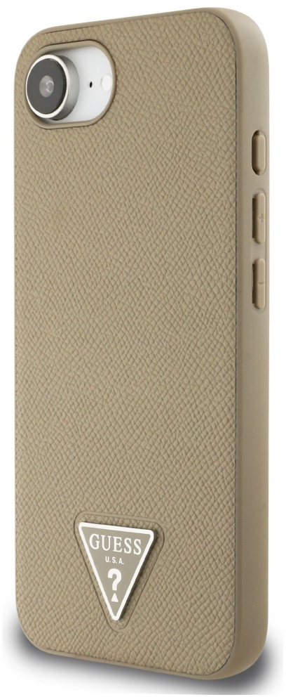 Guess Grained Triangle MagSafe case for iPhone 16e - brown