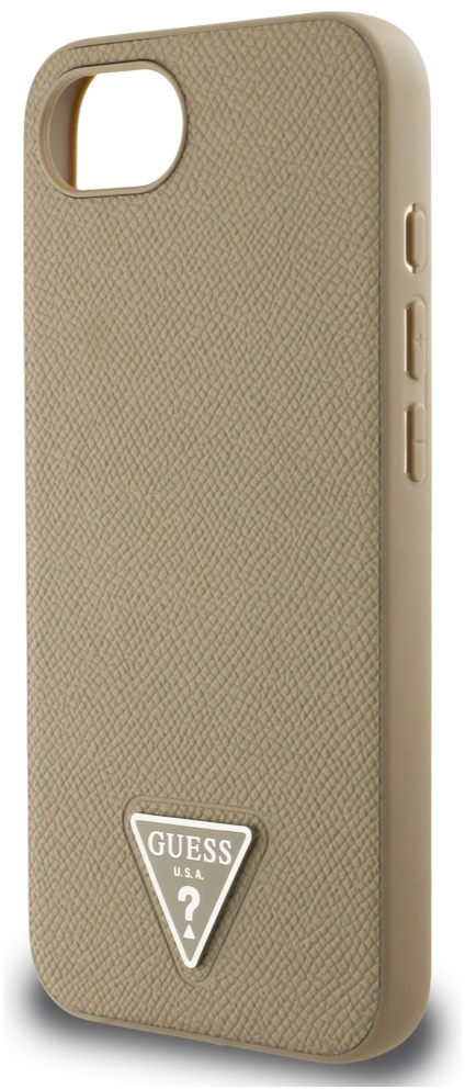 Guess Grained Triangle MagSafe case for iPhone 16e - brown