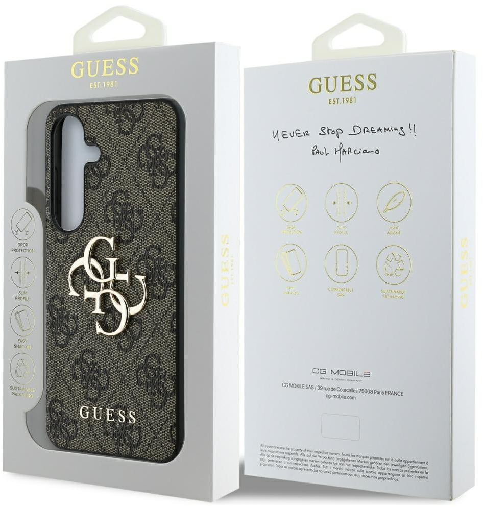 Guess Big 4G Logo Classic Logo Case for Samsung Galaxy S25 Plus Brown