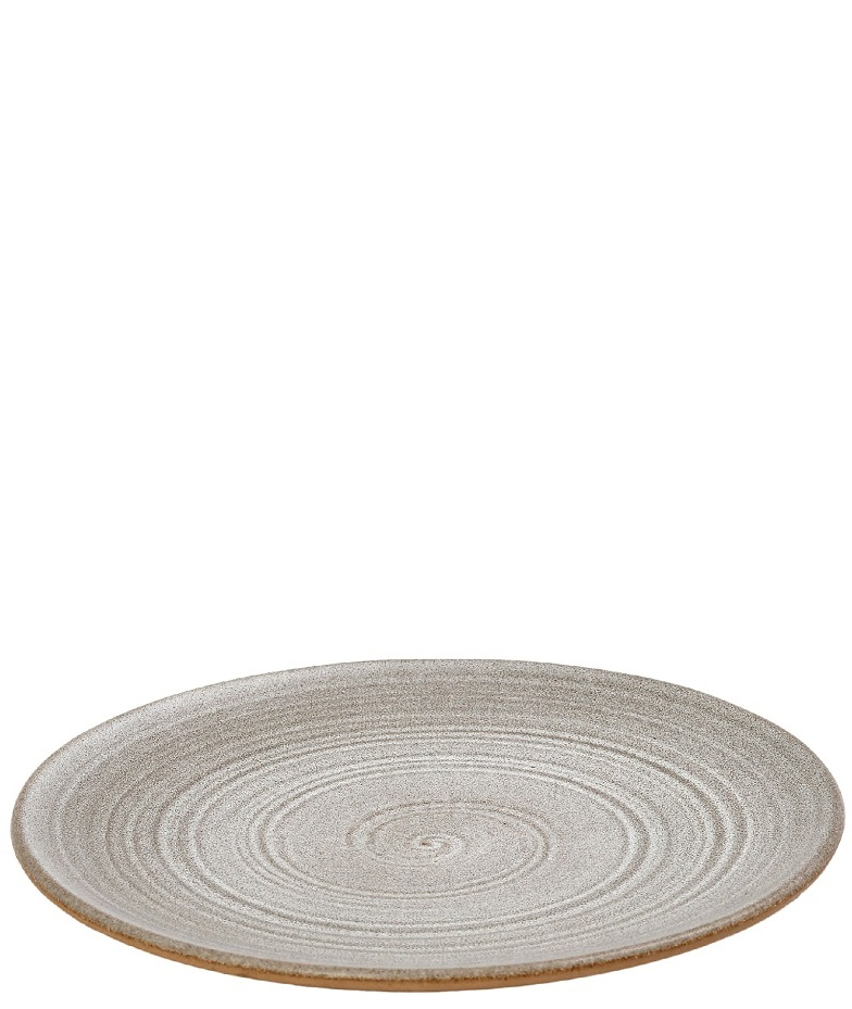 Calabria Grey κεραμικό ρηχό πιάτο σε γκρι απόχρωση με πλαίσιο σε μπεζ χρώμα σετ έξι τεμαχίων 23x2 εκ