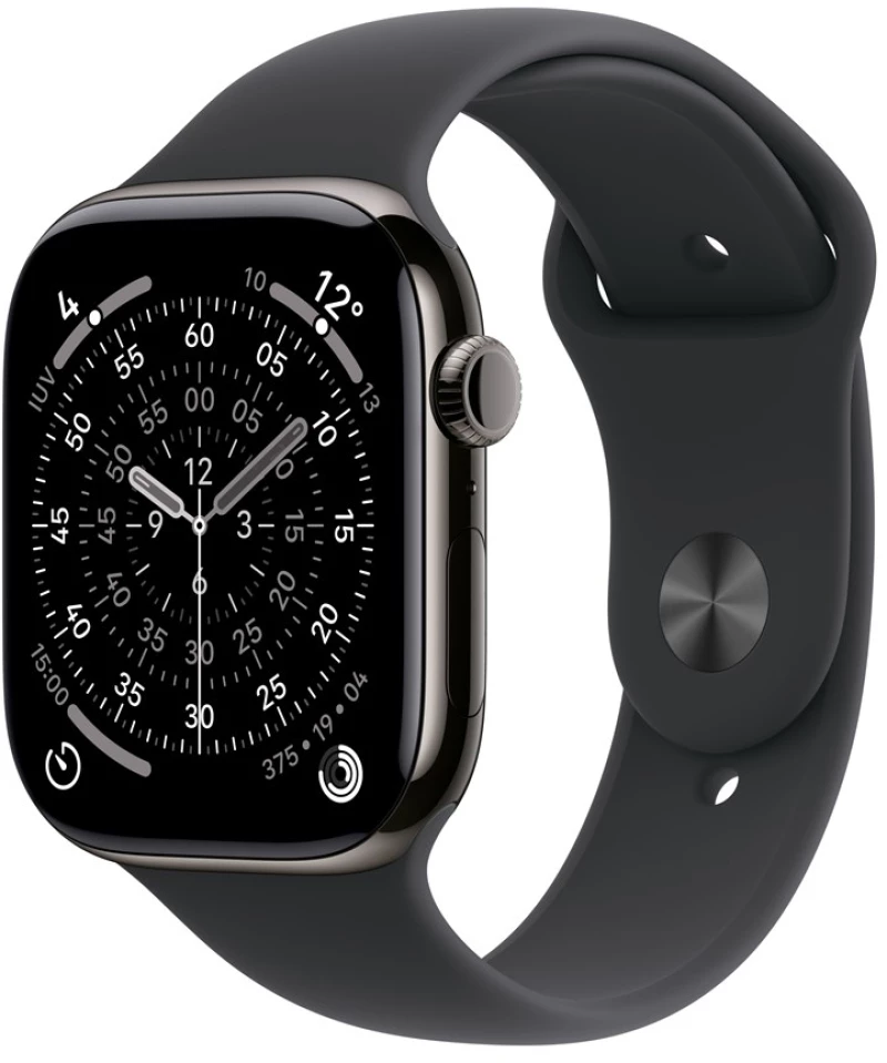 Apple Watch Series 11 GPS + Cellular 42mm Slate Titanium Case with Black Sport Band - S/M
