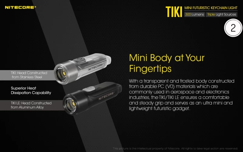 ΦΑΚΟΣ LED NITECORE TIKI, USB-C, 300 lumens