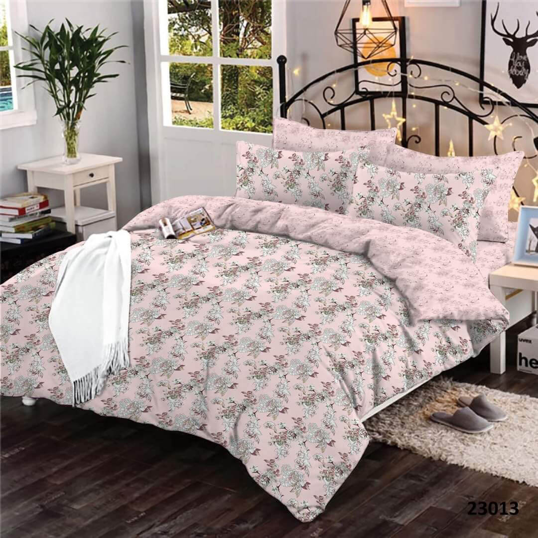 Σετ Σεντόνια Εμπριμέ Λουλουδάκι Ροζ 100% Βαμβακερά Γαρύφαλλο - 160x260, Χωρίς Λάστιχο