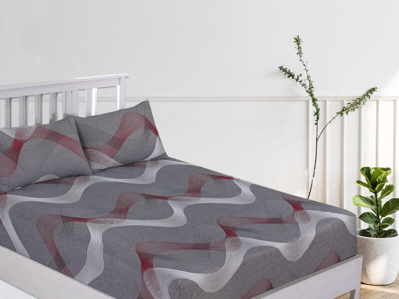 Κατωσέντονο με Λάστιχο Triple Curves 100% Βαμβακερό Reactive Γαρύφαλλο 100-180x200+30cm - 100x200, 100x200+30