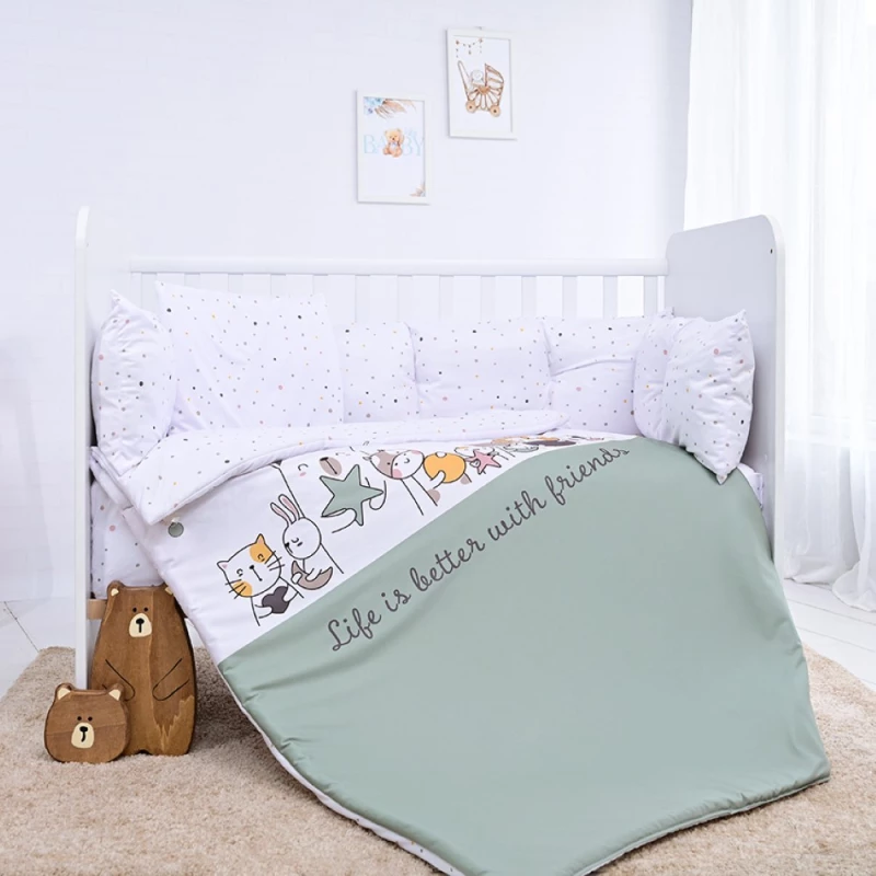 LORELLI ΣΕΤ ΠΡΟΙΚΑΣ ΚΟΥΝΙΑΣ 4 ΤΕΜ LILY 60/120CM RANFORCE HAPPY FRIENDS MINT 20800146401
