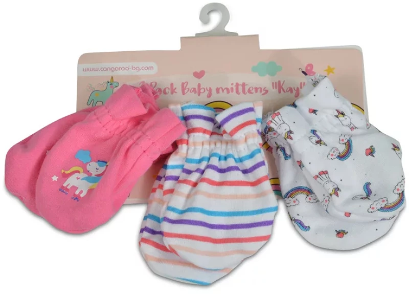 Βρεφικά γαντάκια 3 ζεύγη Cangaroo Baby mittens Kay Pink 3800146265526