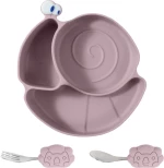 Sam the snail, ροζ , σετ φαγητού από σιλικόνη 3τμχ, Queen Mother