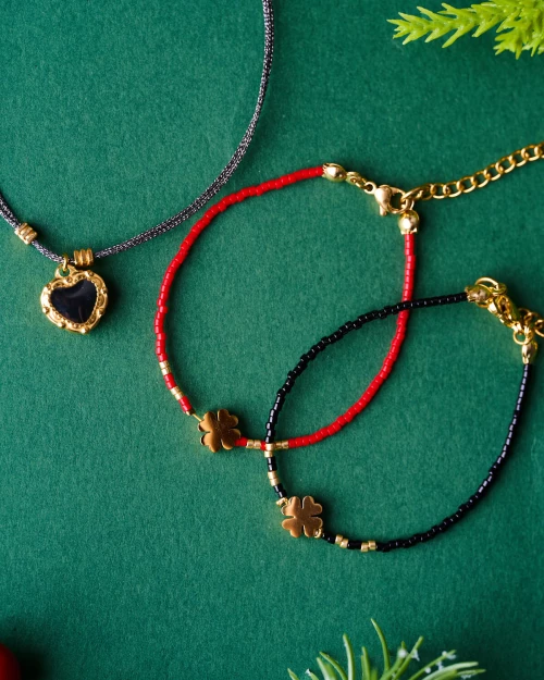 Lucky Clover Duo Bracelet - Black