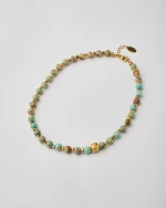 Gold Cube Turquoise Necklace