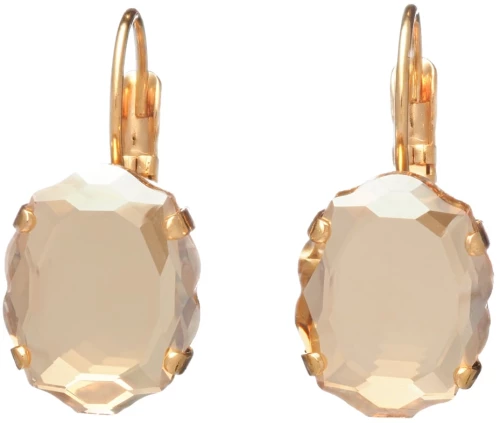 Crystal Golden Baroque Mirror Earrings - Gold plated