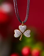 Black Crystal Clover Charm