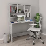 vidaXL Γραφείο με Ράφια Γκρι Σκυροδέματος 110x45x157 εκ. Μοριοσανίδα