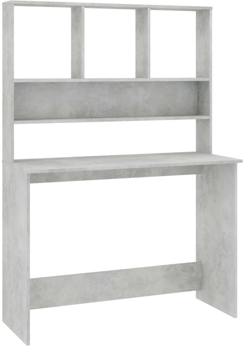 vidaXL Γραφείο με Ράφια Γκρι Σκυροδέματος 110x45x157 εκ. Μοριοσανίδα